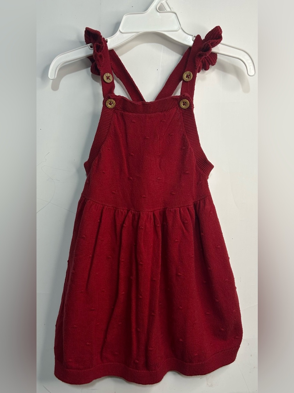 Carter's Knit Red Swiss Dot Jumpsuit Dress Baby Size 18 Months